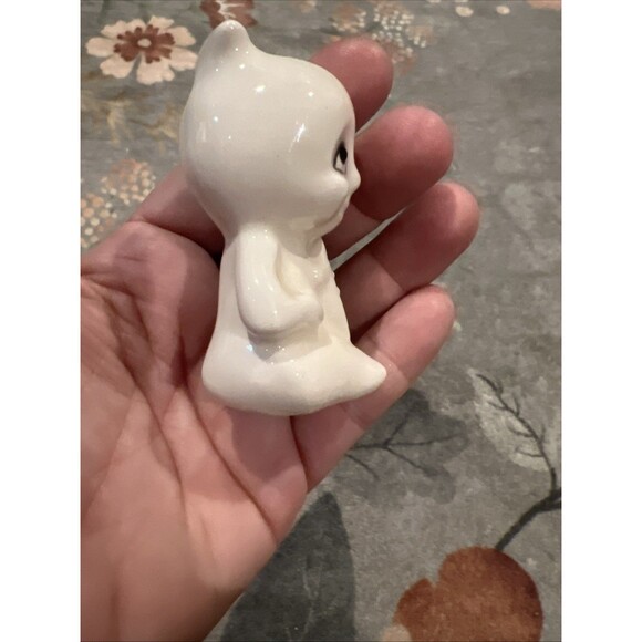 Rare Vintage Macrame Bead Ceramic Baby Ghost Ghost Baby Doll Figurine Halloween - Picture 2 of 8